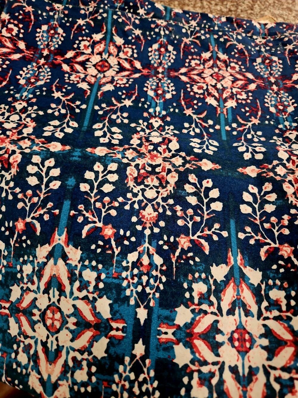 Distant Lands 72x72 Fabric Shower Curtain Blue Coral Floral Medallion Boho